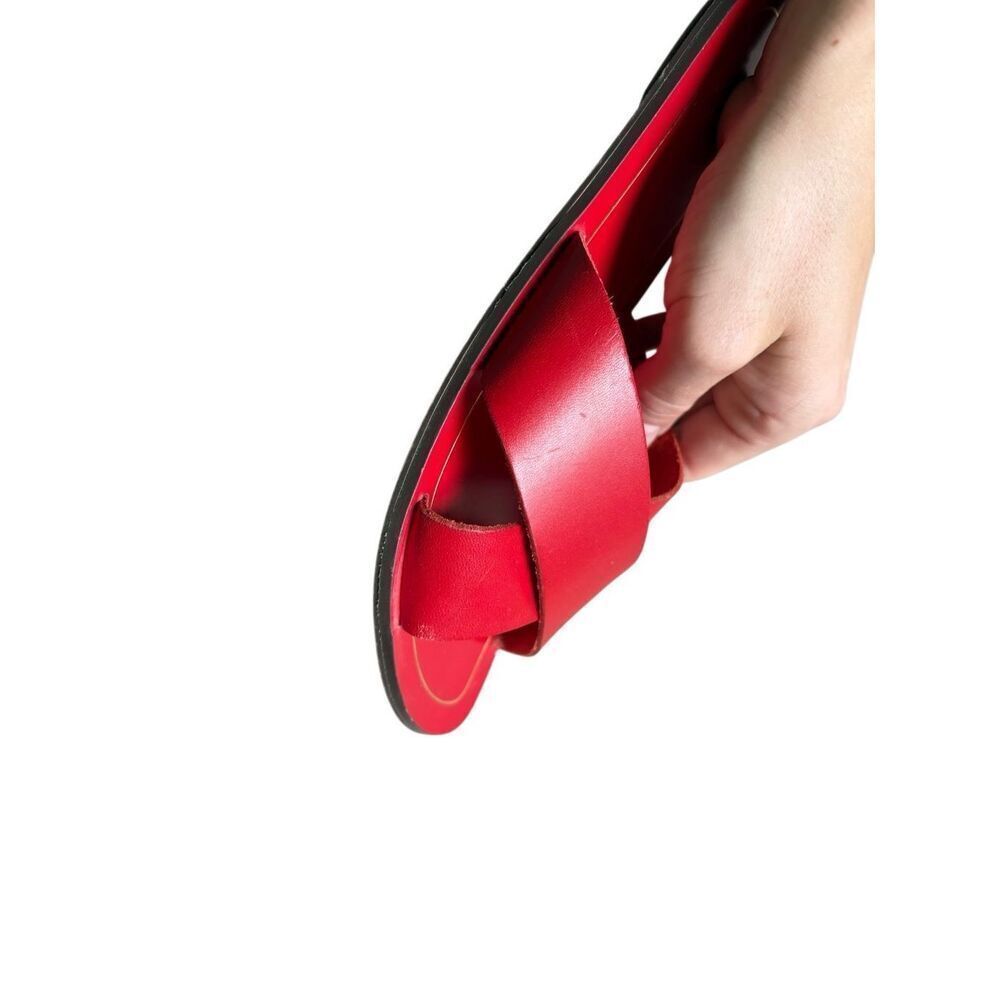 J. Crew Cypress Sandals Slides Size 7 Red Leather - image 6